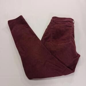 Ann Taylor LOFT Curvy Skinny Women's Red Corduroy Mid-Rise Pants Size 4 (27×30)